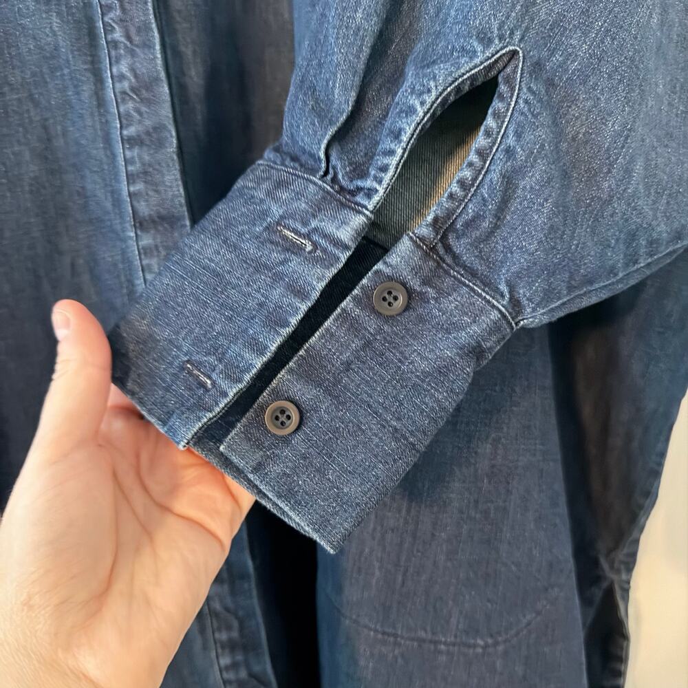 Beaumont Organic 100% Organic Cotton Denim Button Down Shirt Blouse Batwing Sz M - Picture 4 of 9
